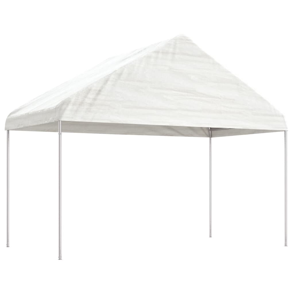 vidaXL Prieel met dak 4,46x4,08x3,22 m polyetheen wit