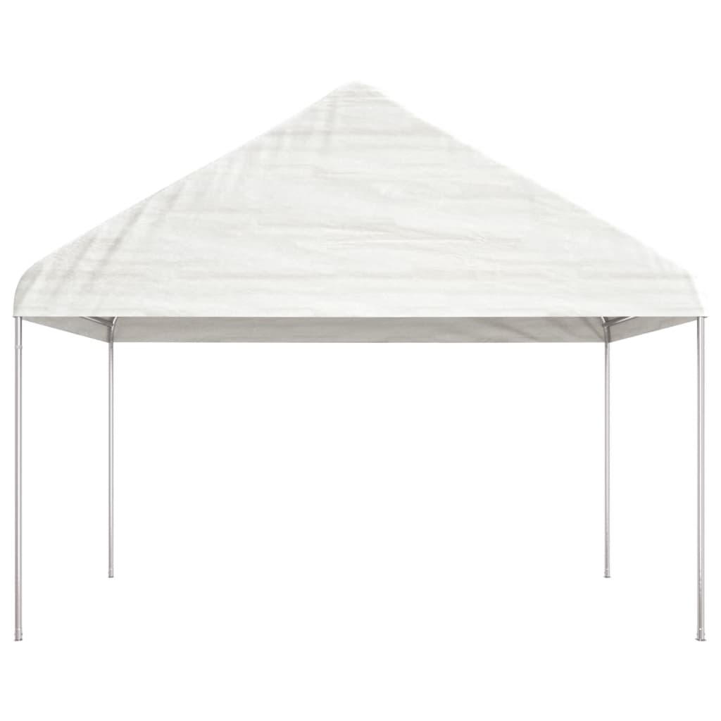 vidaXL Prieel met dak 4,46x4,08x3,22 m polyetheen wit