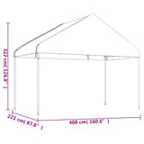 vidaXL Prieel met dak 4,46x4,08x3,22 m polyetheen wit