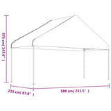 vidaXL Prieel met dak 4,46x5,88x3,75 m polyetheen wit