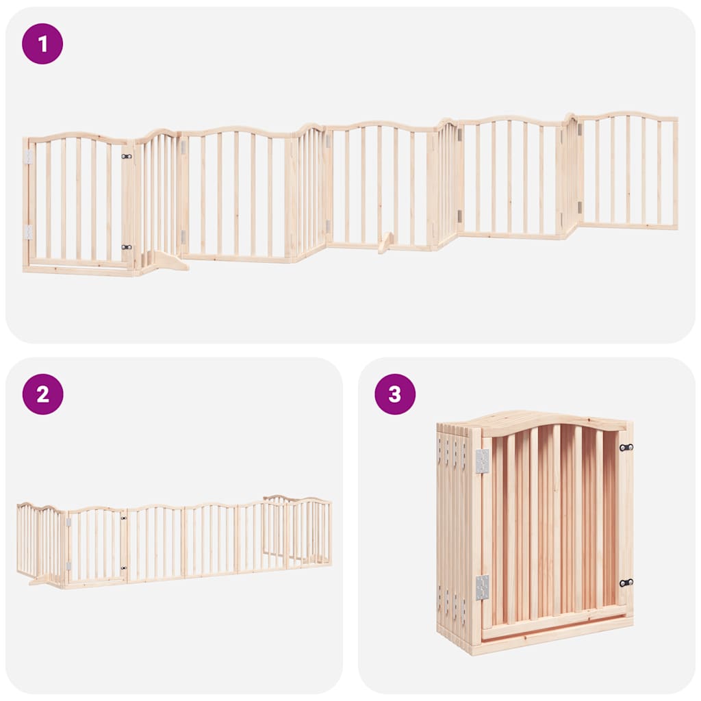 vidaXL Foldable Dog Gate with Door 9 Panels 450 cm Poplar Wood