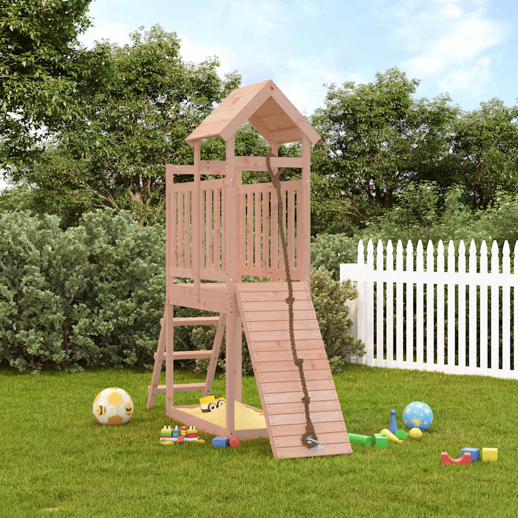 vidaXL Playhouse with Climbing Wall Solid Pine Wood