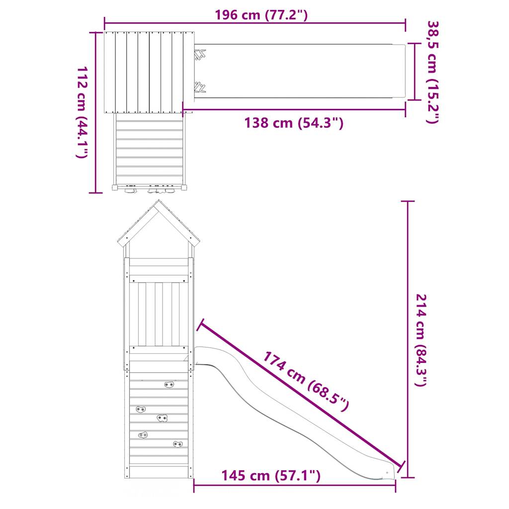 vidaXL Playhouse solid pine wood