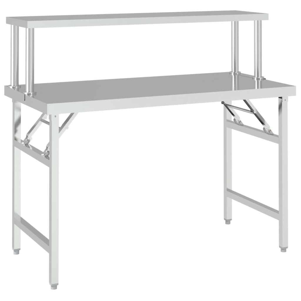 vidaXL Table de cuisine avec poêle 120x60x115 cm acier inoxydable