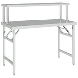vidaXL Table de cuisine avec poêle 120x60x115 cm acier inoxydable