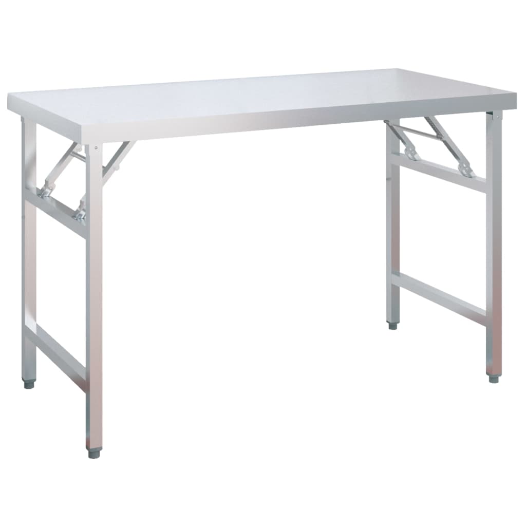vidaXL Table de cuisine avec poêle 120x60x115 cm acier inoxydable