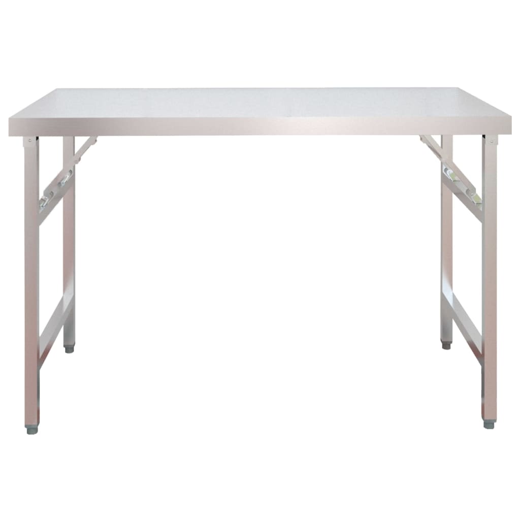 vidaXL Table de cuisine avec poêle 120x60x115 cm acier inoxydable