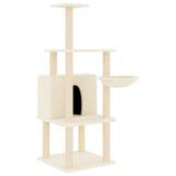 vidaXL Cat Tree with Sisal Scratching Posts 132 cm Cream