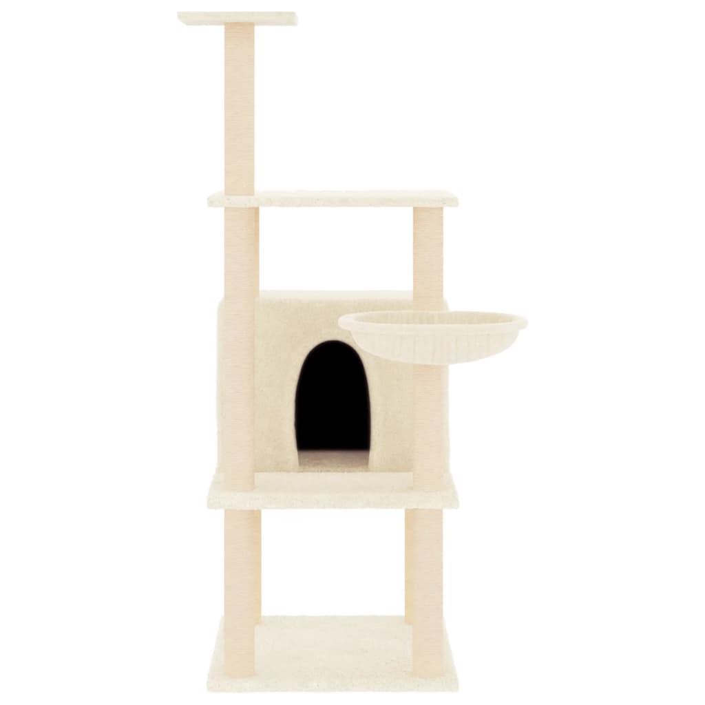 vidaXL Cat Tree with Sisal Scratching Posts 132 cm Cream