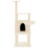 vidaXL Cat Tree with Sisal Scratching Posts 132 cm Cream