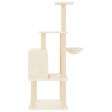 vidaXL Cat Tree with Sisal Scratching Posts 132 cm Cream