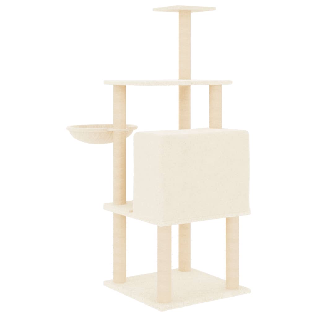 vidaXL Cat Tree with Sisal Scratching Posts 132 cm Cream