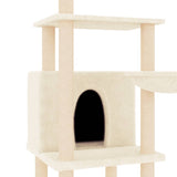vidaXL Cat Tree with Sisal Scratching Posts 132 cm Cream