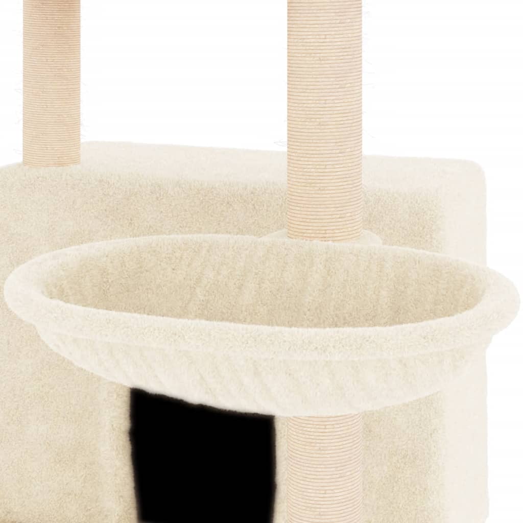 vidaXL Cat Tree with Sisal Scratching Posts 132 cm Cream