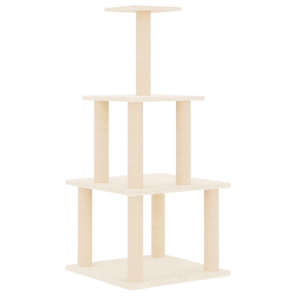 vidaXL Cat Tree with Sisal Scratching Posts 111 cm Cream