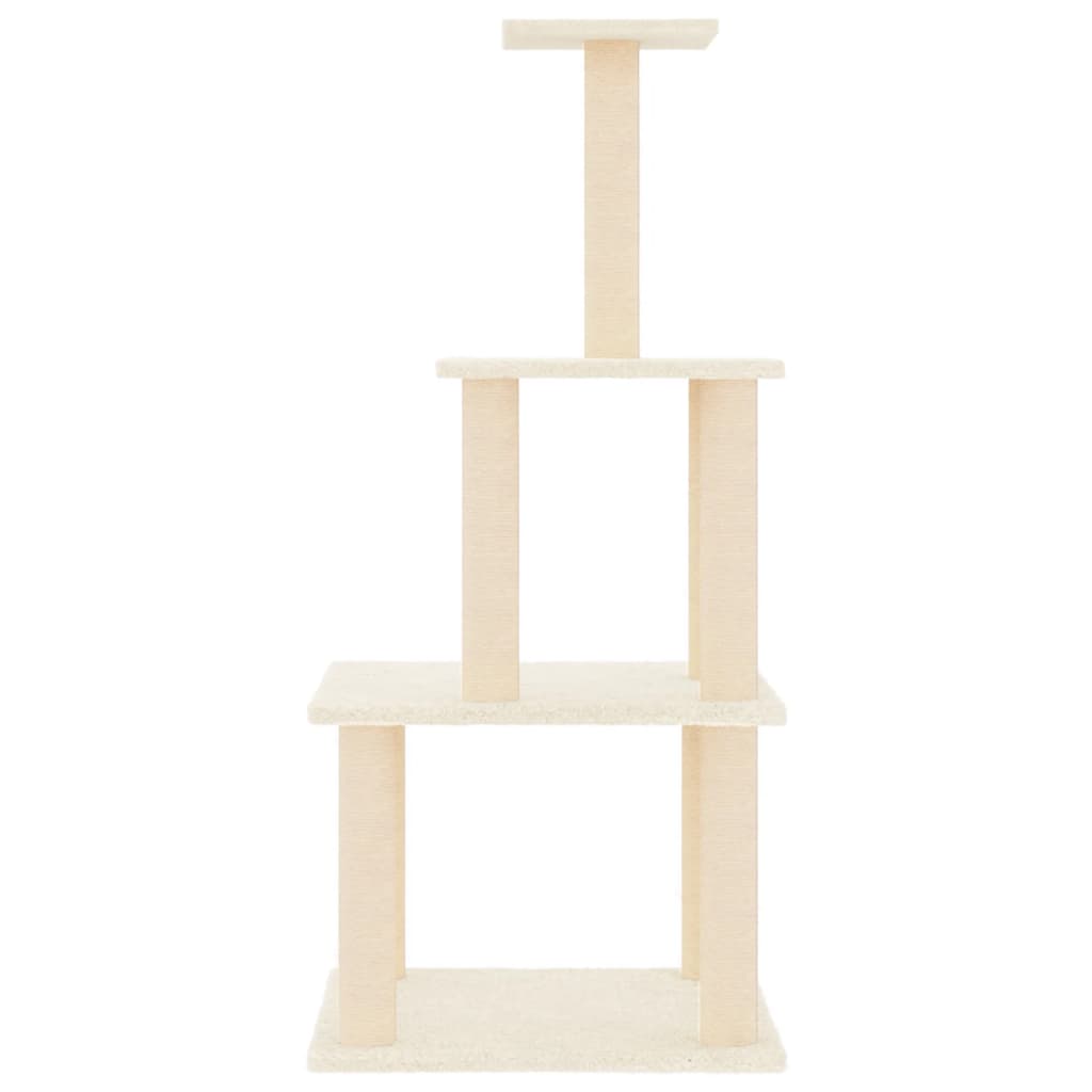 vidaXL Cat Tree with Sisal Scratching Posts 111 cm Cream