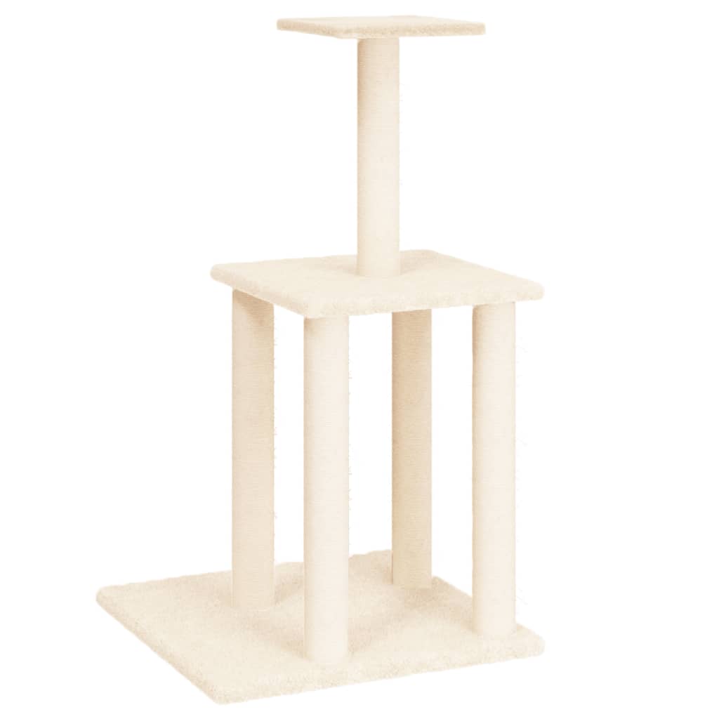 vidaXL Cat Tree with Sisal Scratching Posts 85.5 cm Cream