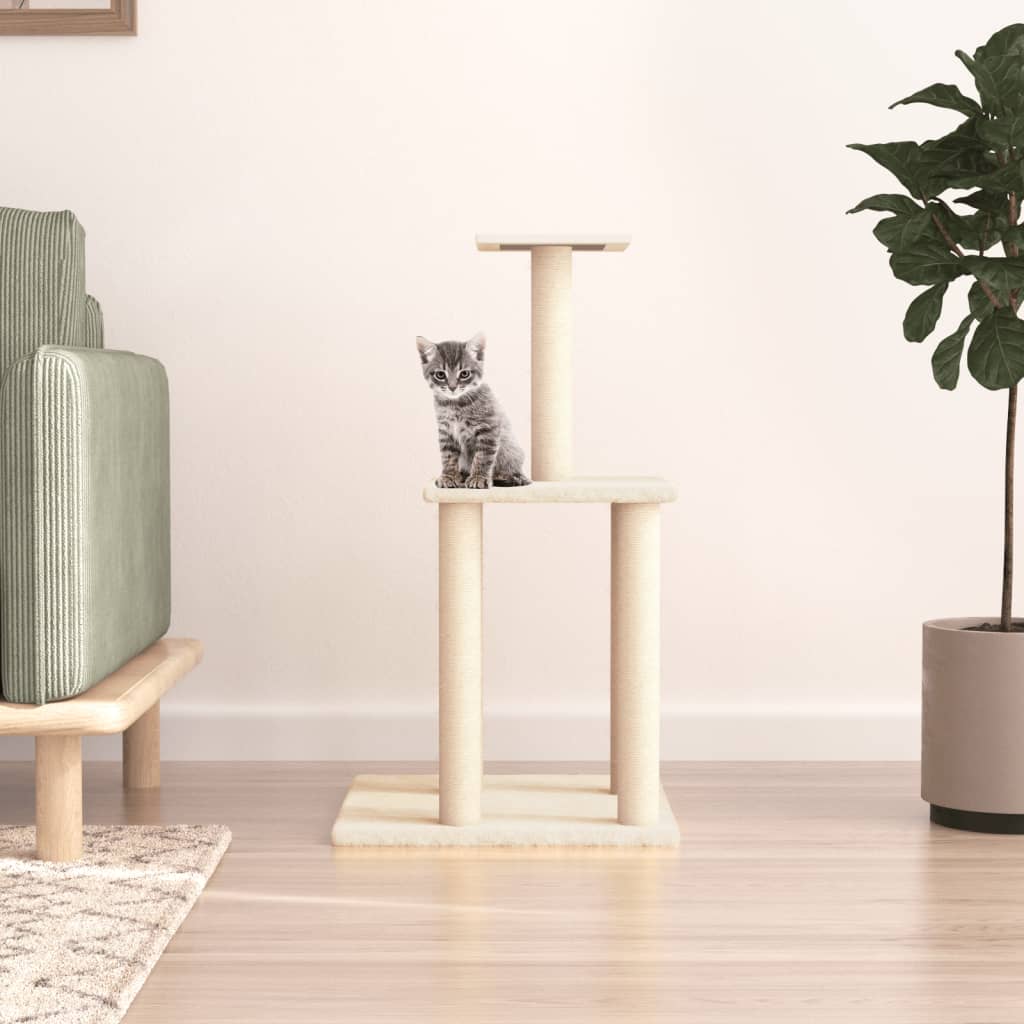 vidaXL Cat Tree with Sisal Scratching Posts 85.5 cm Cream