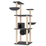 vidaXL Kattenmeubel met sisal krabpalen 141 cm lichtgrijs