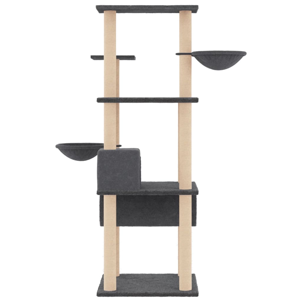 vidaXL Kattenmeubel met sisal krabpalen 141 cm lichtgrijs