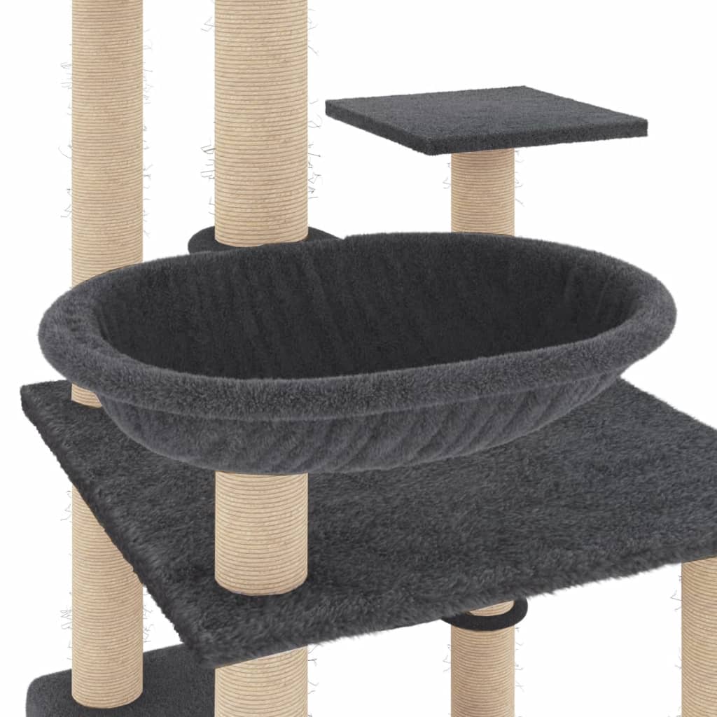 vidaXL Kattenmeubel met sisal krabpalen 141 cm lichtgrijs