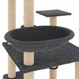 vidaXL Kattenmeubel met sisal krabpalen 141 cm lichtgrijs