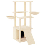 vidaXL Cat Tree with Sisal Scratching Posts 133 cm Cream