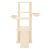 vidaXL Cat Tree with Sisal Scratching Posts 133 cm Cream
