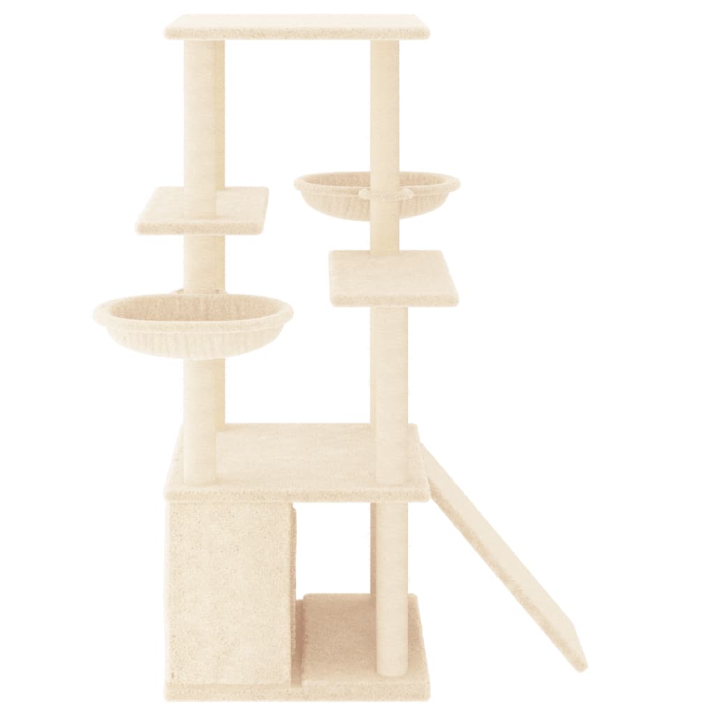 vidaXL Cat Tree with Sisal Scratching Posts 133 cm Cream