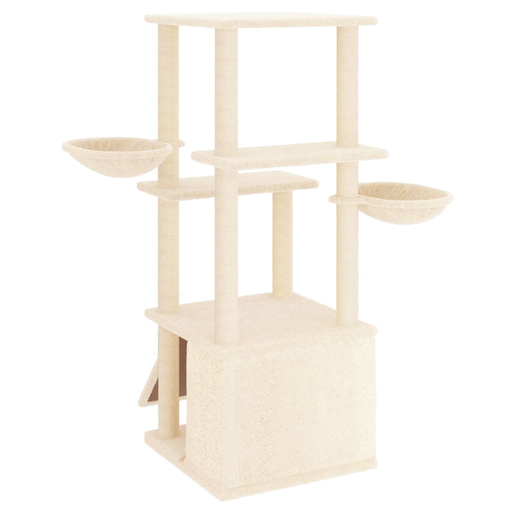 vidaXL Cat Tree with Sisal Scratching Posts 133 cm Cream