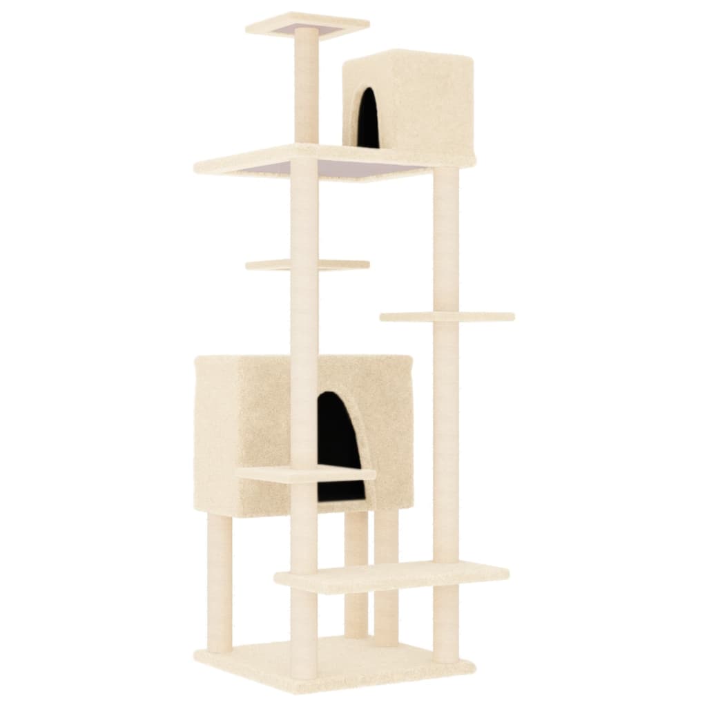 vidaXL Cat Tree with Sisal Scratching Posts 154 cm Cream