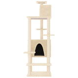 vidaXL Cat Tree with Sisal Scratching Posts 154 cm Cream