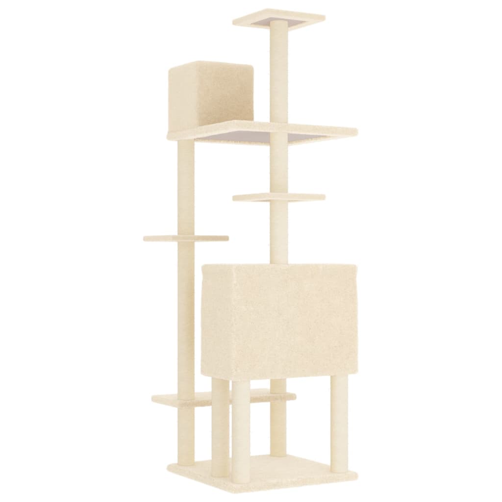 vidaXL Cat Tree with Sisal Scratching Posts 154 cm Cream