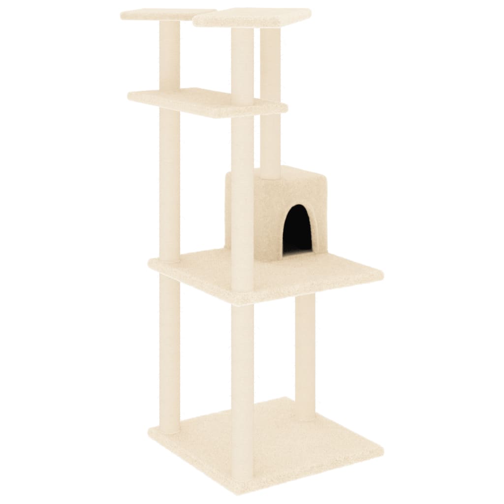 vidaXL Cat Tree with Sisal Scratching Posts 123 cm Cream