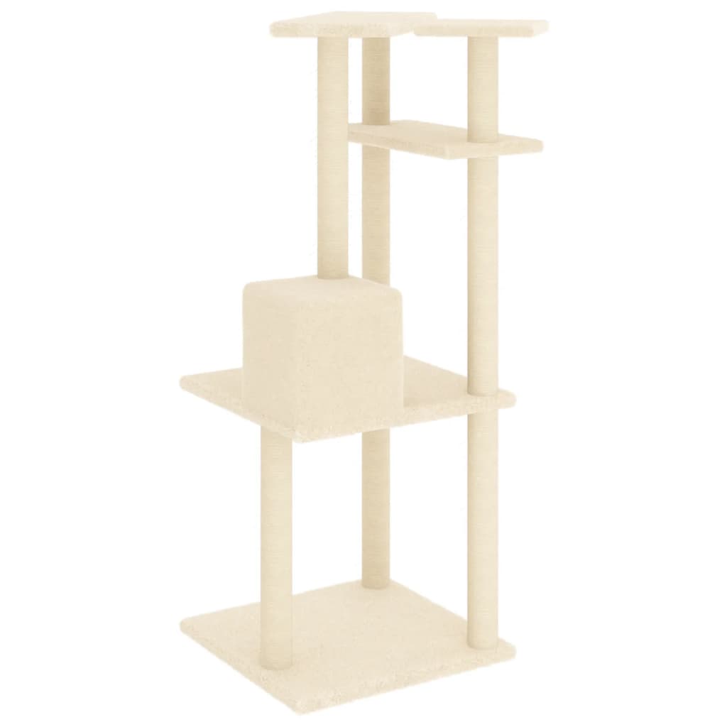 vidaXL Cat Tree with Sisal Scratching Posts 123 cm Cream