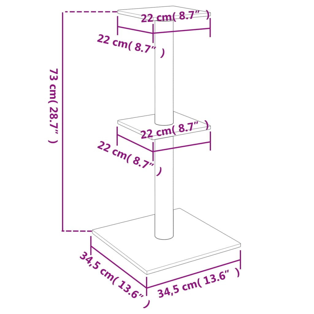 vidaXL Cat Tree with Sisal Scratching Posts 73 cm Cream
