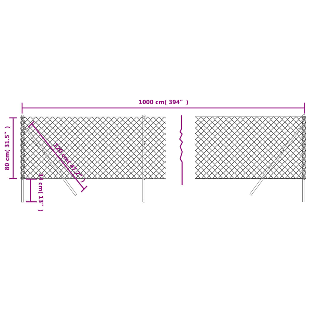 vidaXL Wire Mesh Fence 0.8x10 m Green