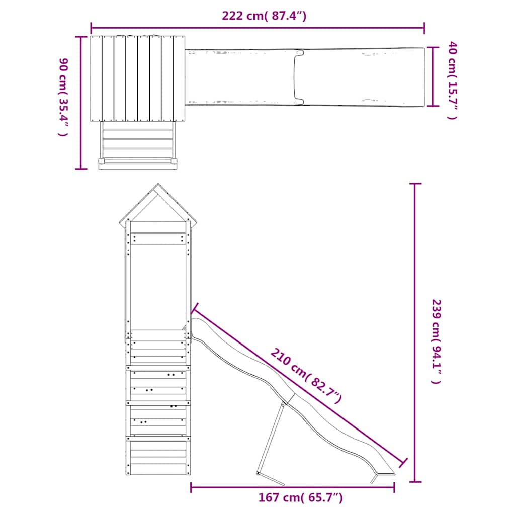 vidaXL Playhouse solid pine wood