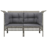 vidaXL Tuinhoekbanken met kussens 2 st poly rattan grijs