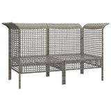 vidaXL Tuinhoekbanken met kussens 2 st poly rattan grijs