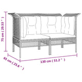 vidaXL Tuinhoekbanken met kussens 2 st poly rattan grijs