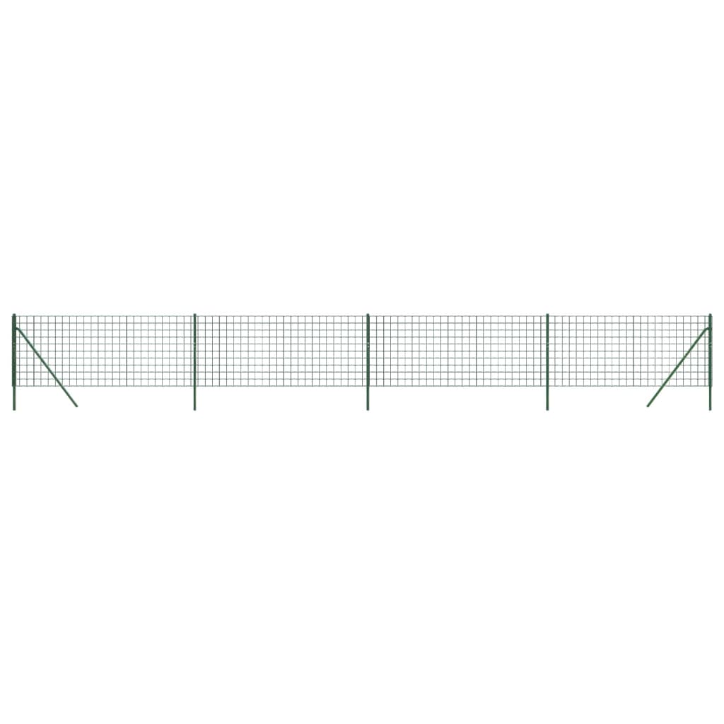 vidaXL Wire Mesh Fence 0.8x10 m Galvanized Steel Green