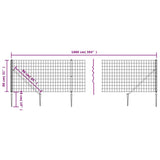 vidaXL Wire Mesh Fence with Ground Anchors 0.8x10 m Green