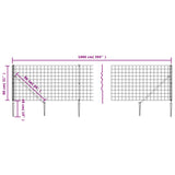 vidaXL Wire Mesh Fence with Ground Anchors 0.8x10 m Green