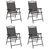 vidaXL Tuinstoelen 4 st inklapbaar staal en textileen gemêleerd grijs