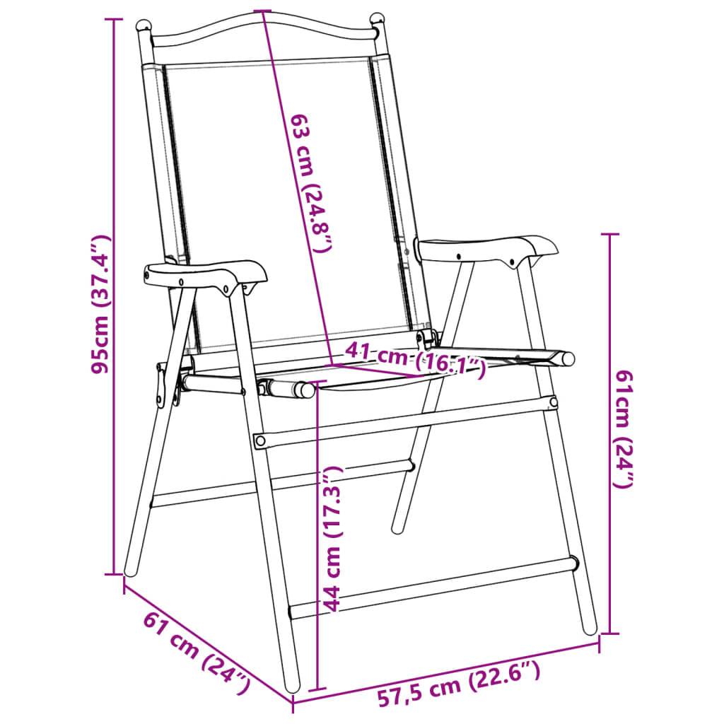 vidaXL Tuinstoelen 4 st inklapbaar staal en textileen gemêleerd grijs