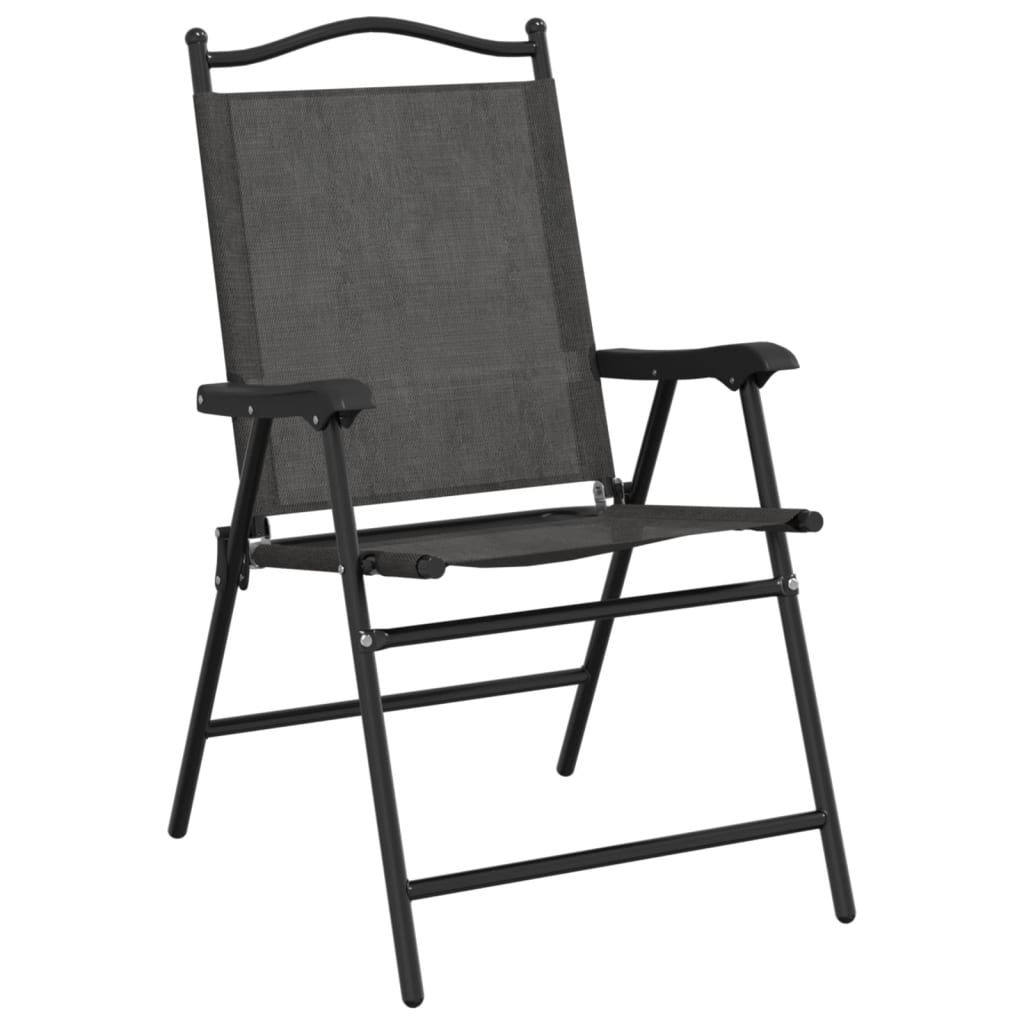 vidaXL Tuinstoelen 4 st inklapbaar staal en textileen gemêleerd grijs