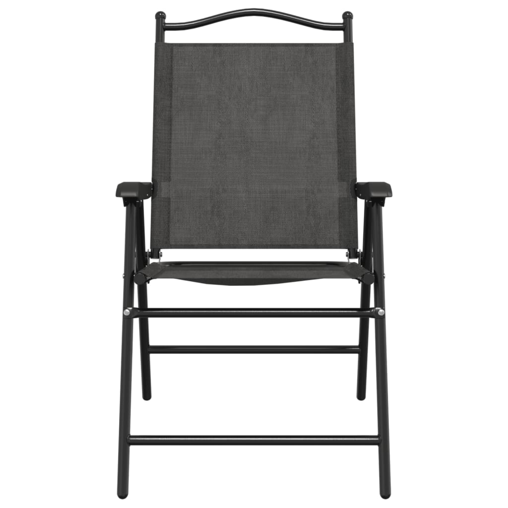 vidaXL Tuinstoelen 4 st inklapbaar staal en textileen gemêleerd grijs