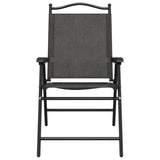 vidaXL Tuinstoelen 4 st inklapbaar staal en textileen gemêleerd grijs