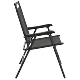 vidaXL Tuinstoelen 4 st inklapbaar staal en textileen gemêleerd grijs
